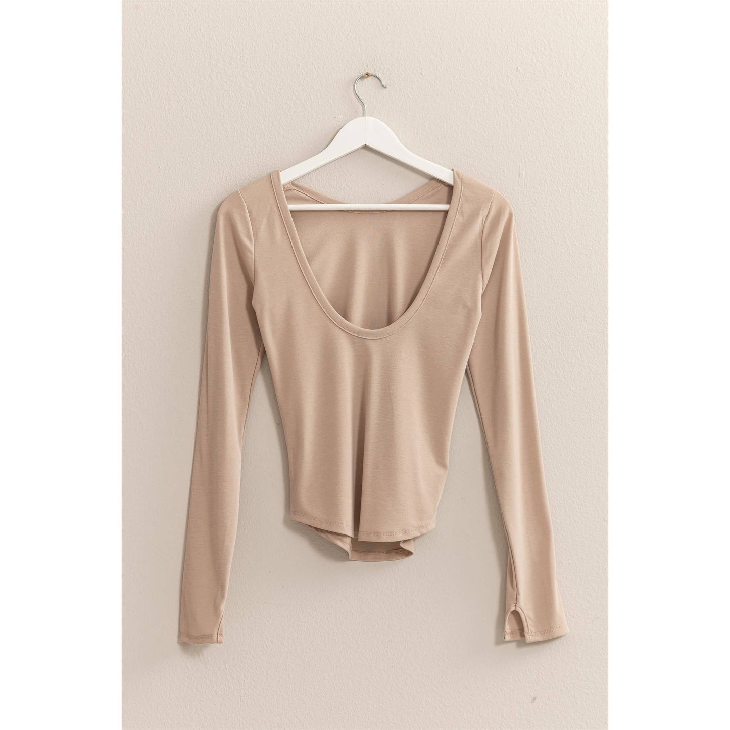 low scoop back long sleeve