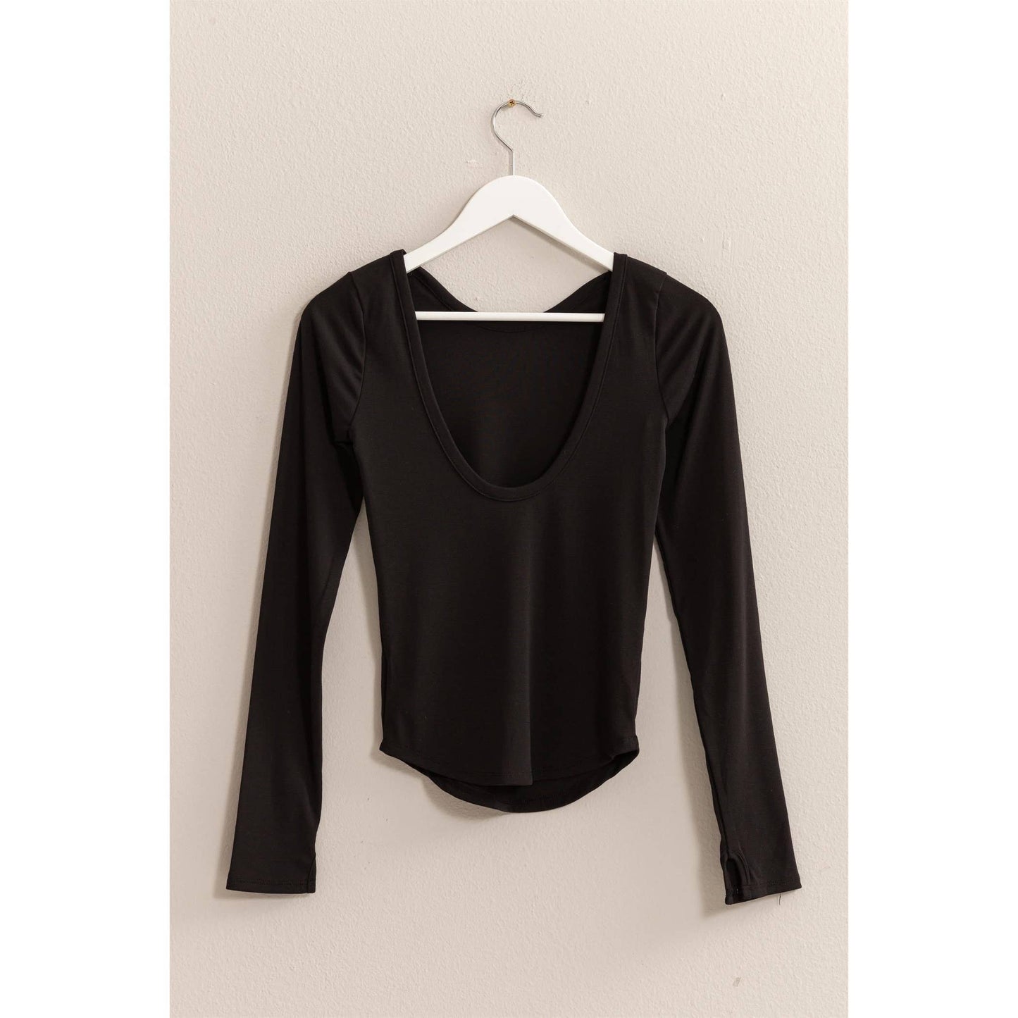 low scoop back long sleeve