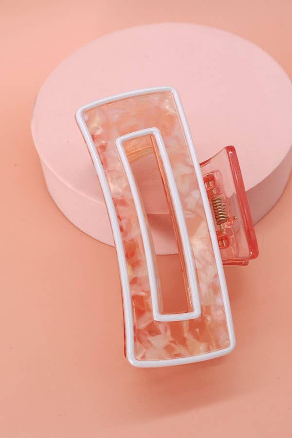 Hollow Rectangular Tortoise Acetate Hair Claw Clip | 40H395