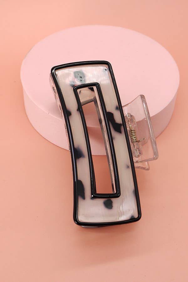 Hollow Rectangular Tortoise Acetate Hair Claw Clip | 40H395
