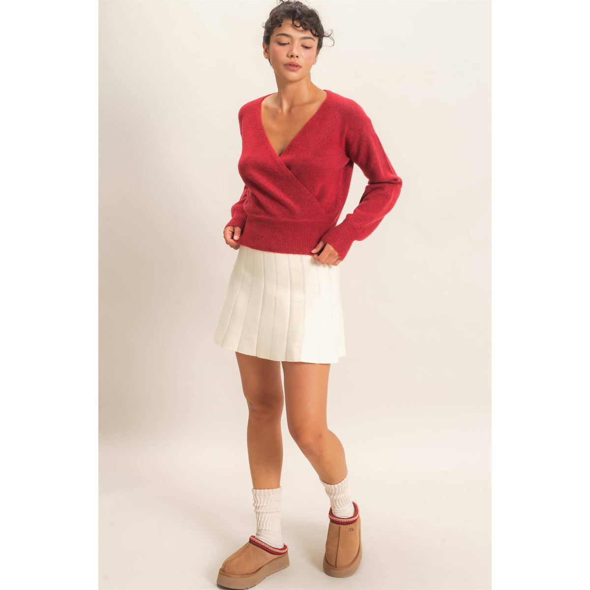 Wrap V Neck Sweater