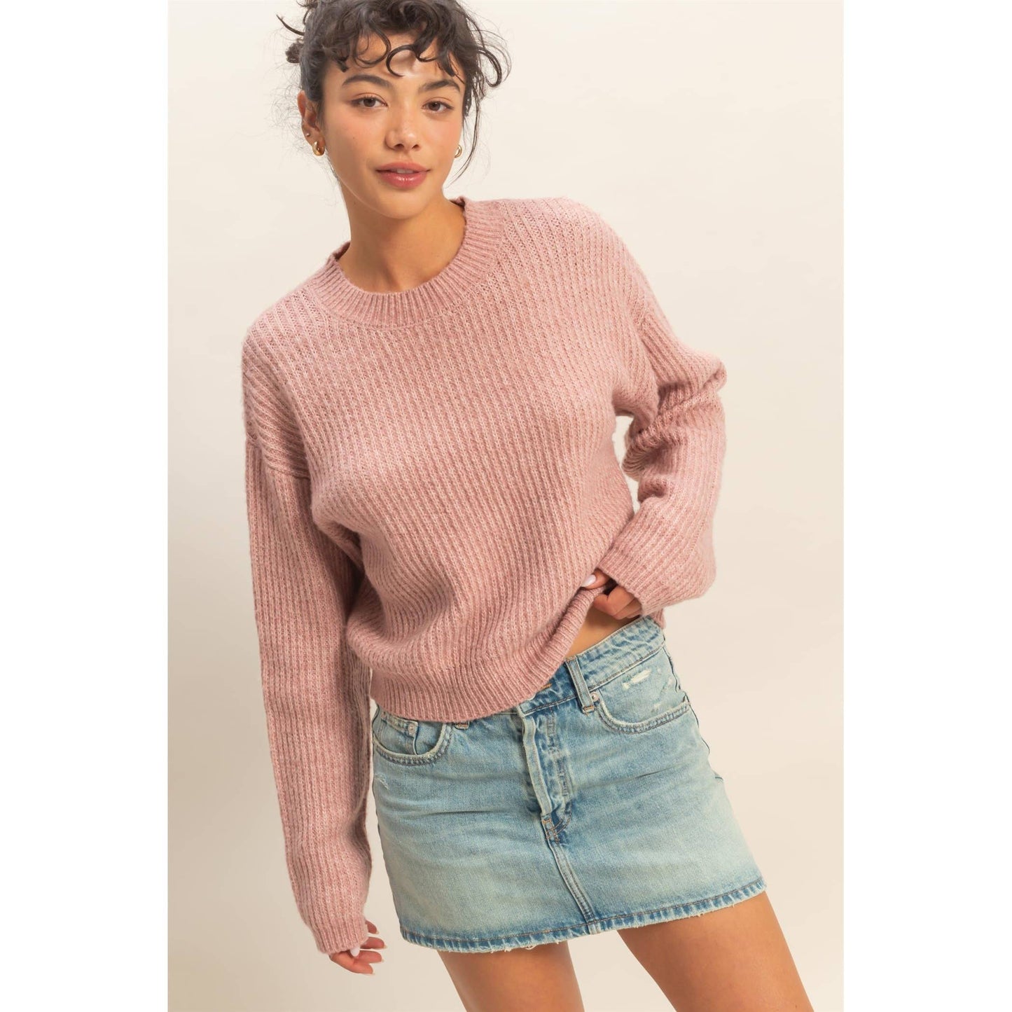 Pink Crew Neck Sweater