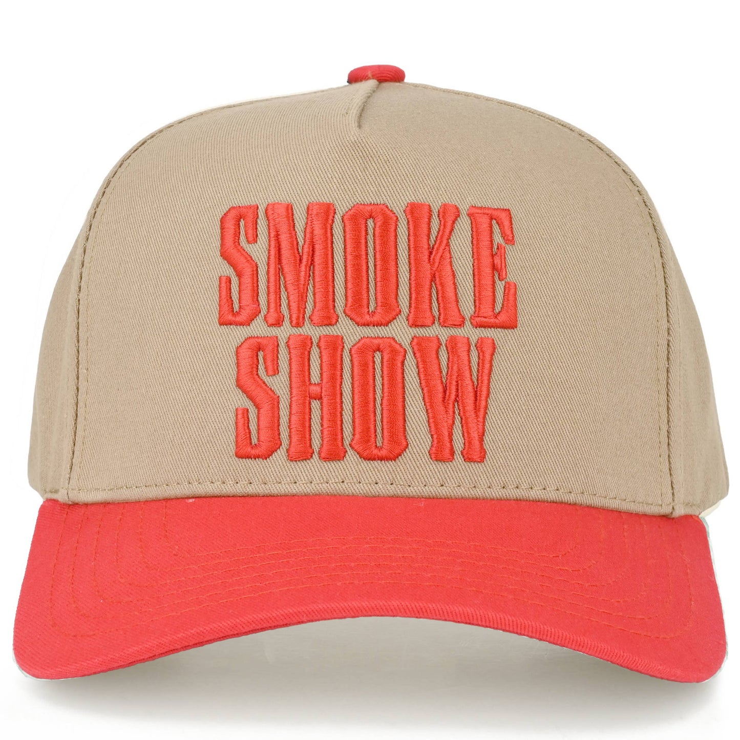 SMOKE SHOW CAMO Letter on Two Tone Trucker Hat