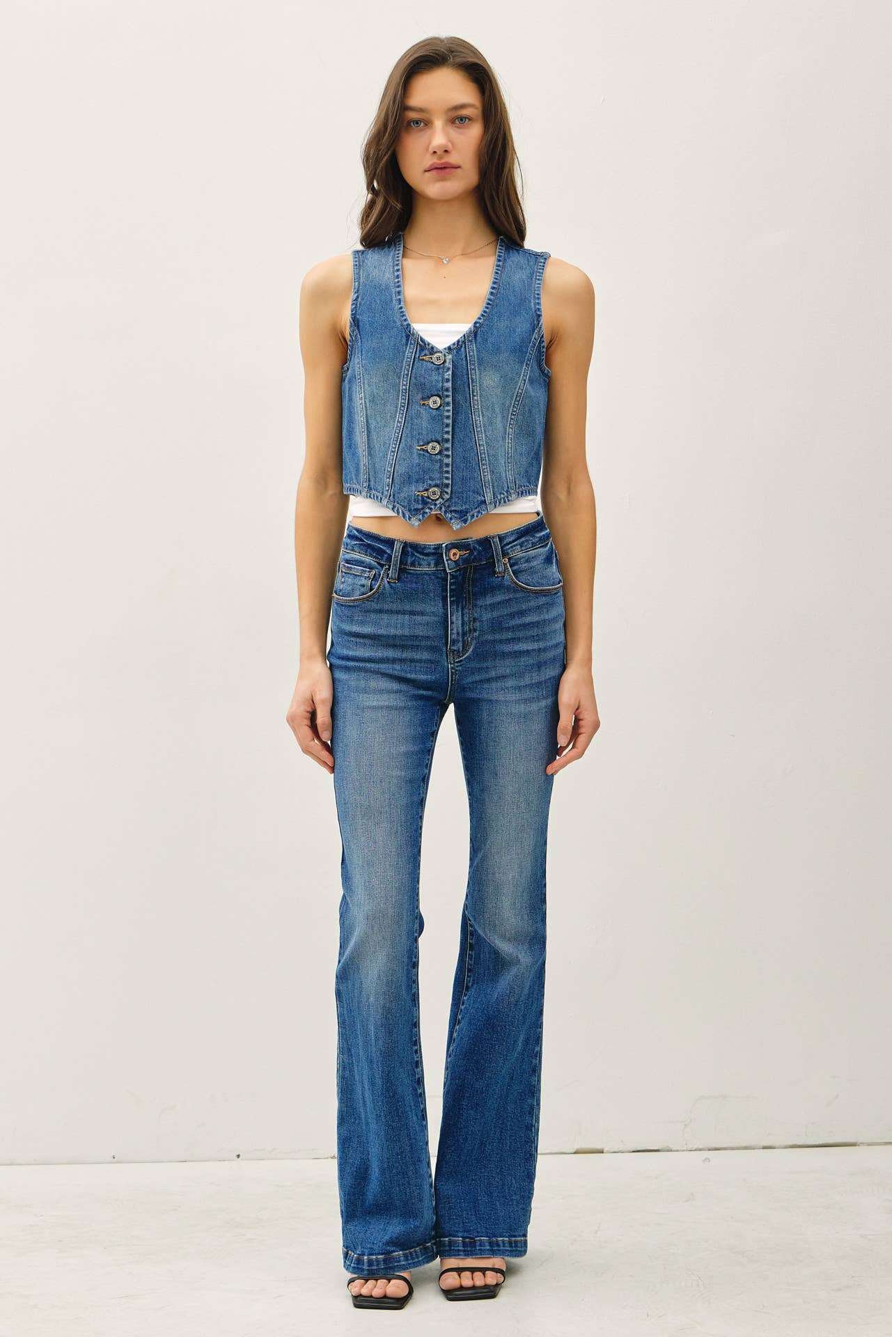 CLASSIC DENIM BUTTON UP VEST TOP