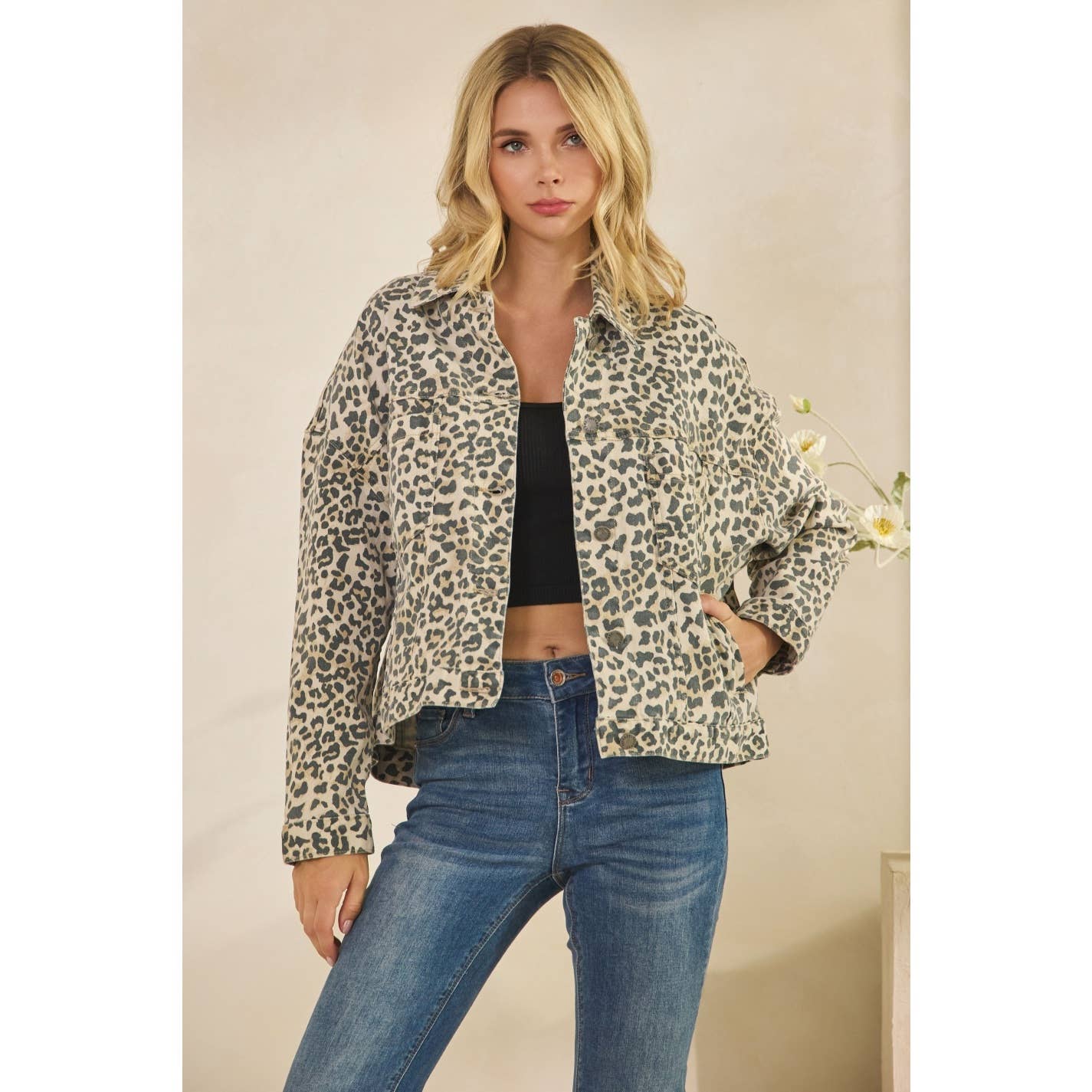 Leopard Denim Jacket