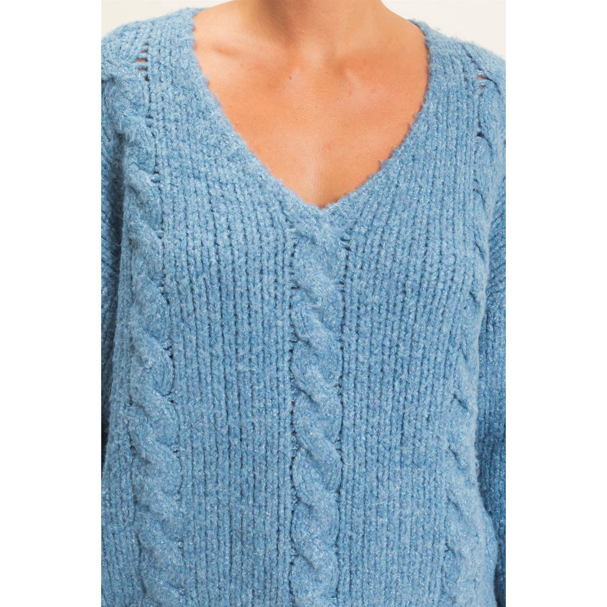Cable Knit V-Neck Sweater