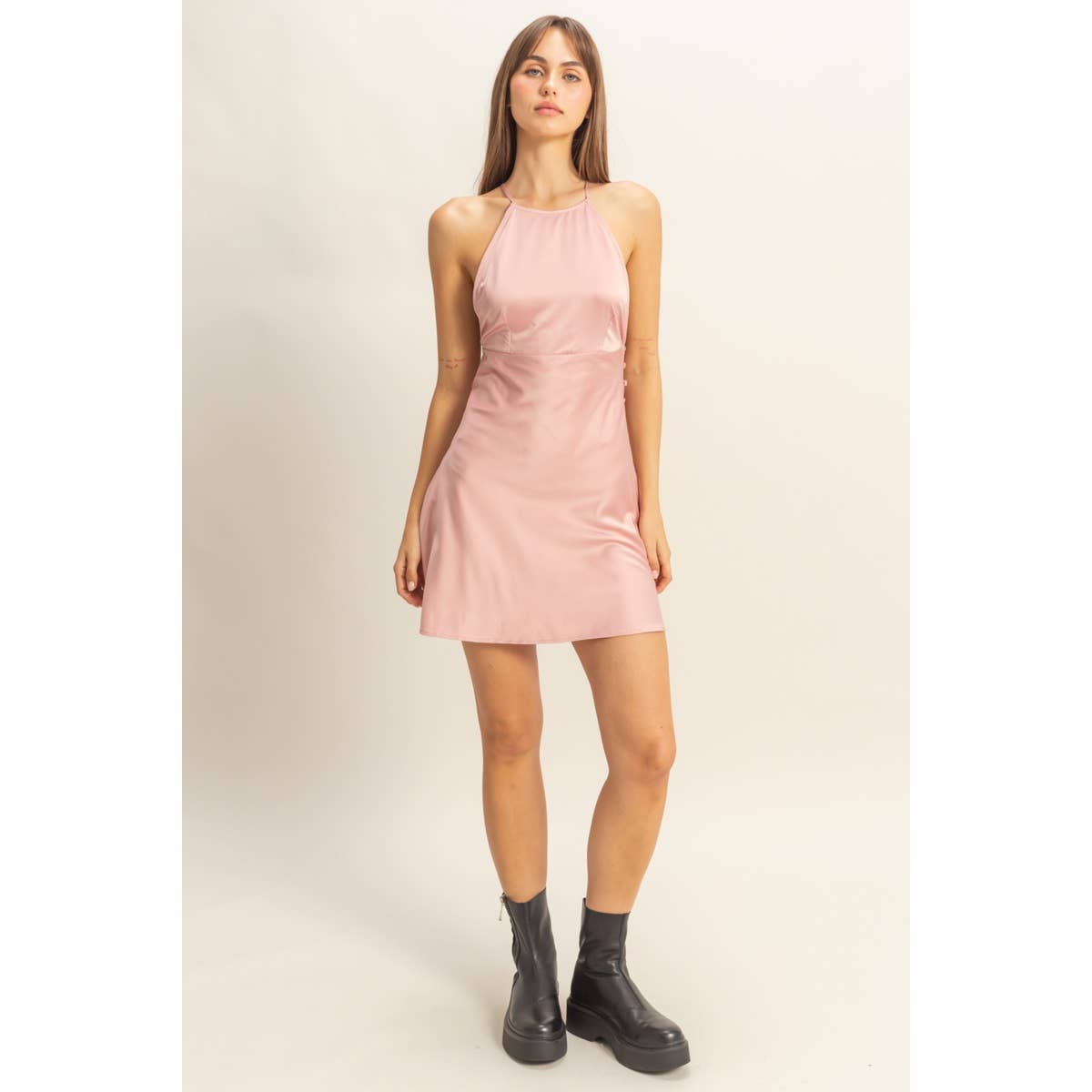 Tie-Back Satin Dress