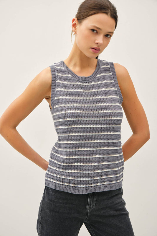 STRIPED SWEATER TANK
