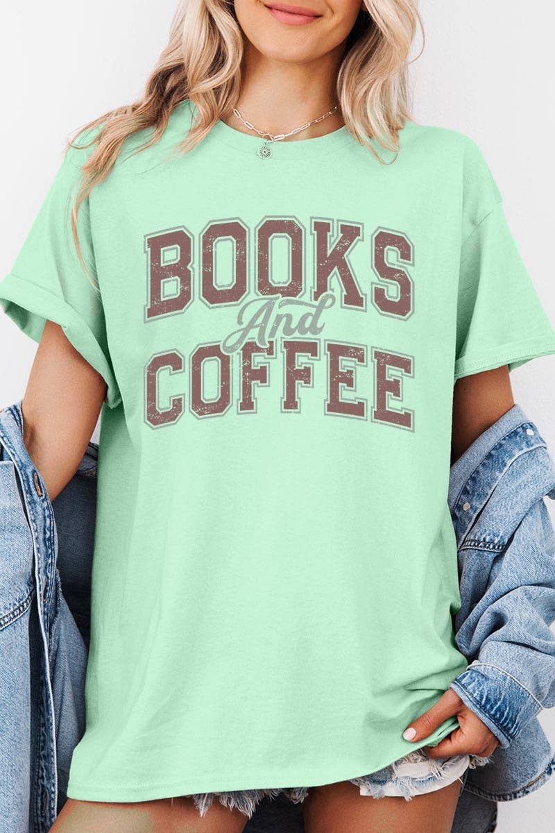 Books and Coffee Graphic Heavy Cotton Tee