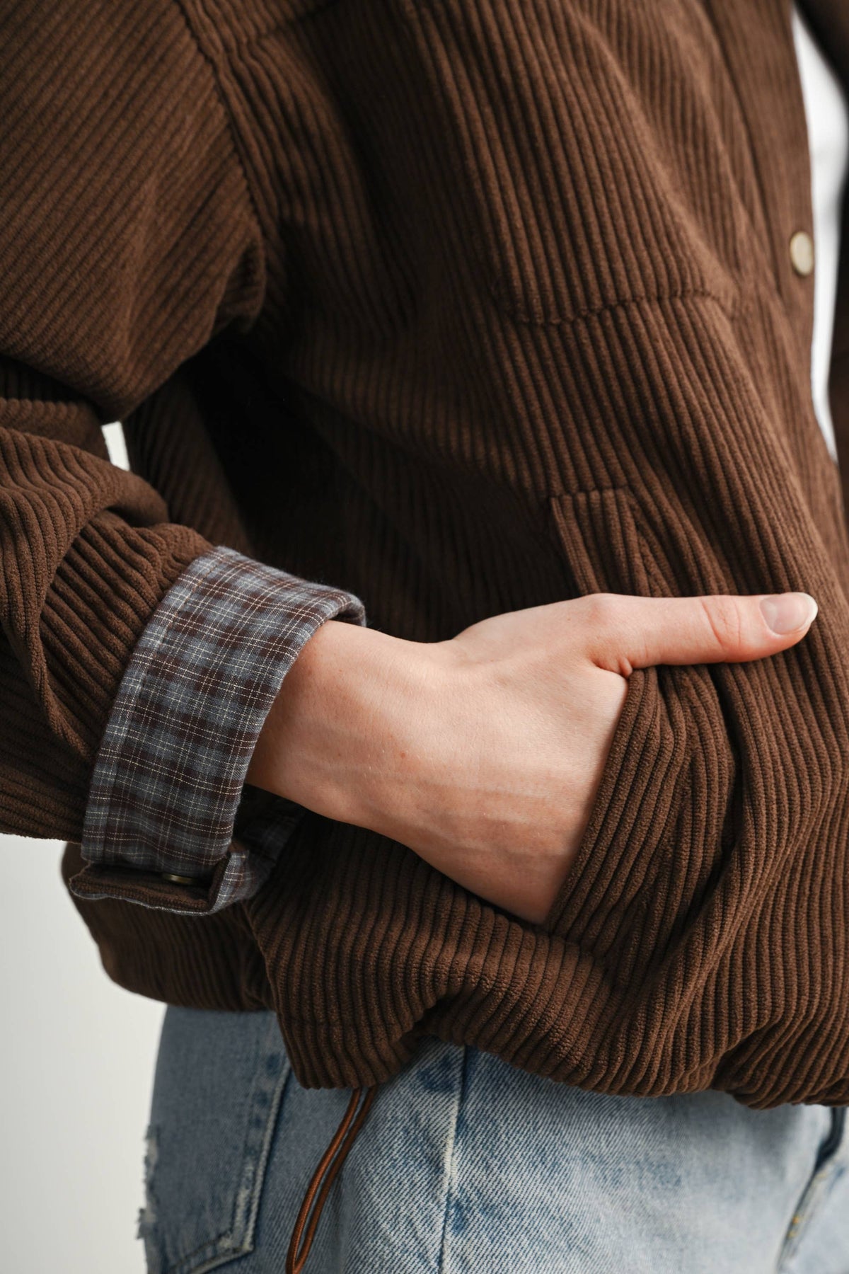 The Hazel Plaid Lined Corduroy Jacket-BMJ8614