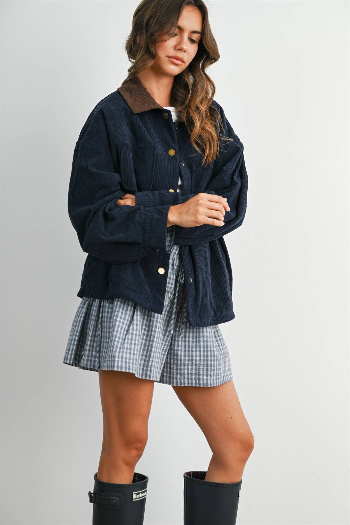 The Hazel Plaid Lined Corduroy Jacket-BMJ8614