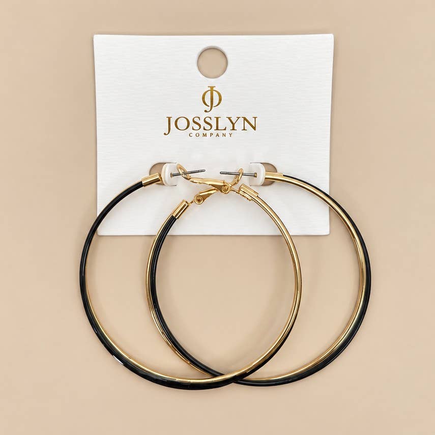 Oversized Black & Gold-Tone Hoop Earrings
