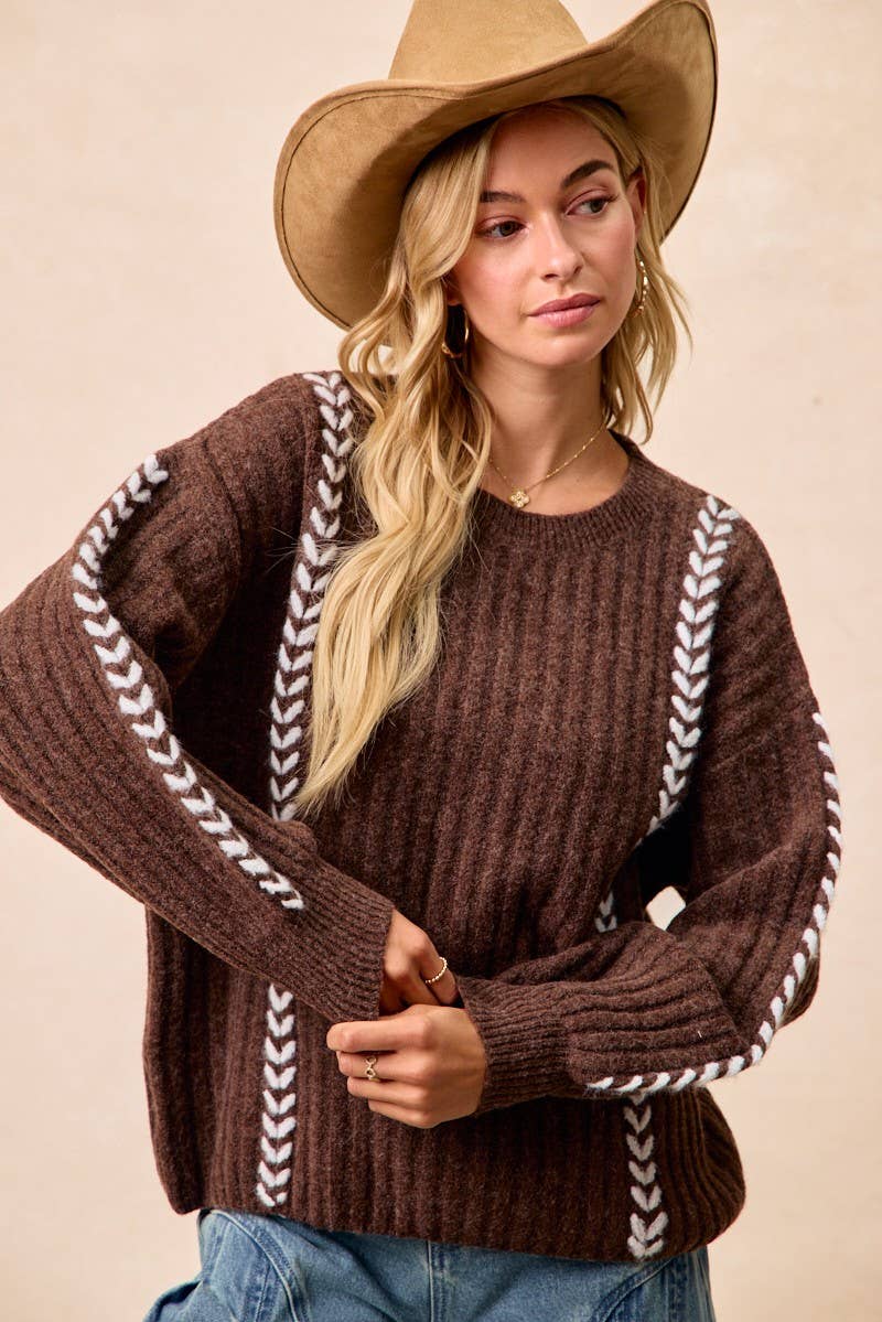Stitched Details Sweater Top