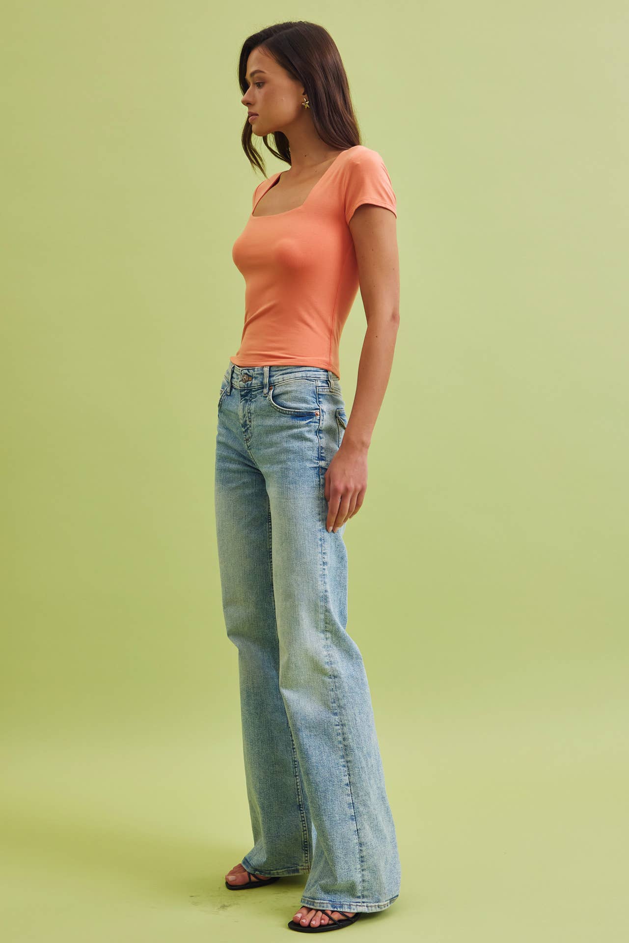 SQUARE NECK KNIT TEE