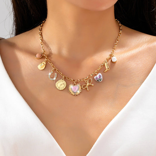 Pink Heart & Western Charm Necklace | 80N93228