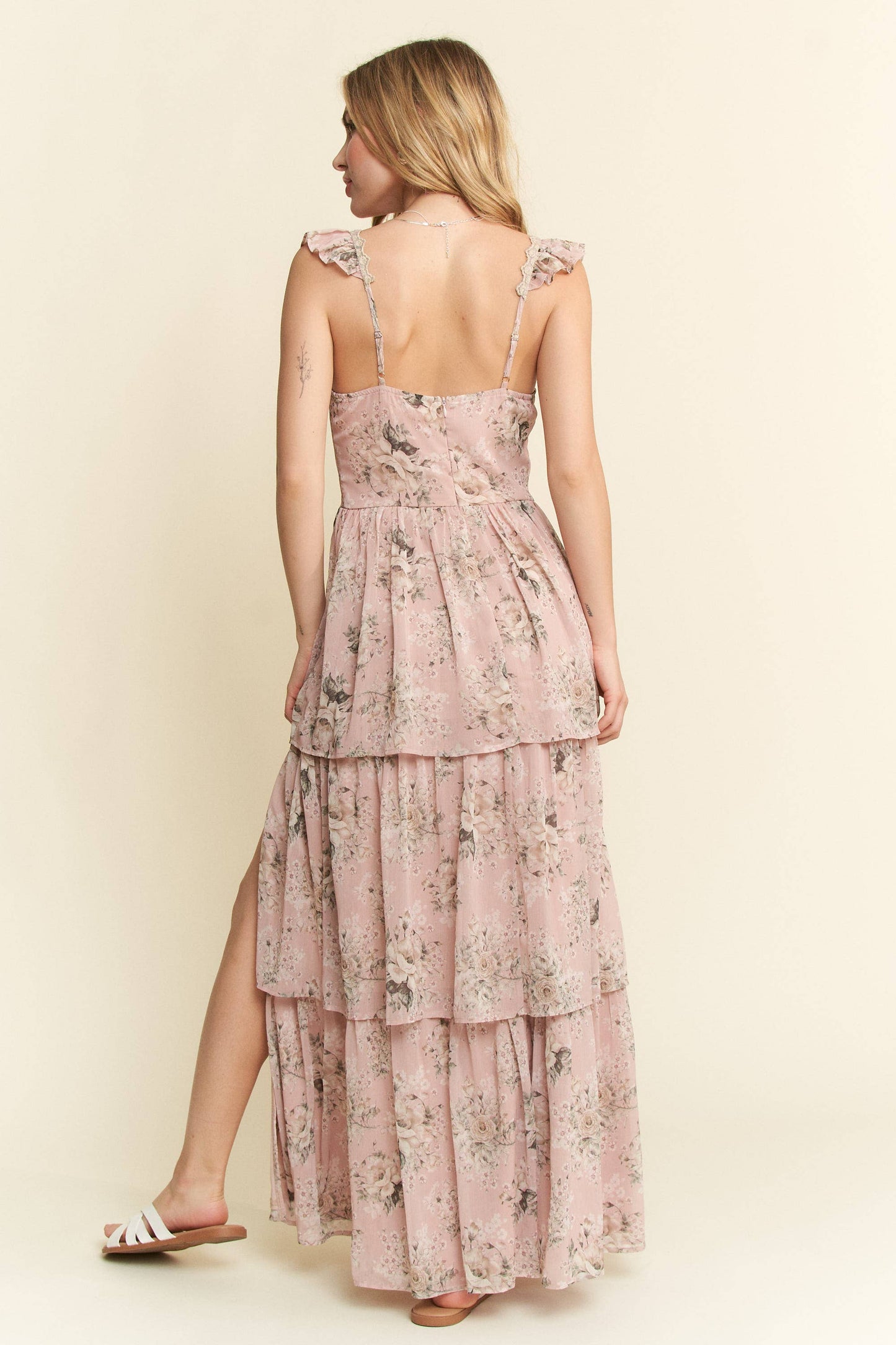 FLORAL MAUVE TIERED DRESS