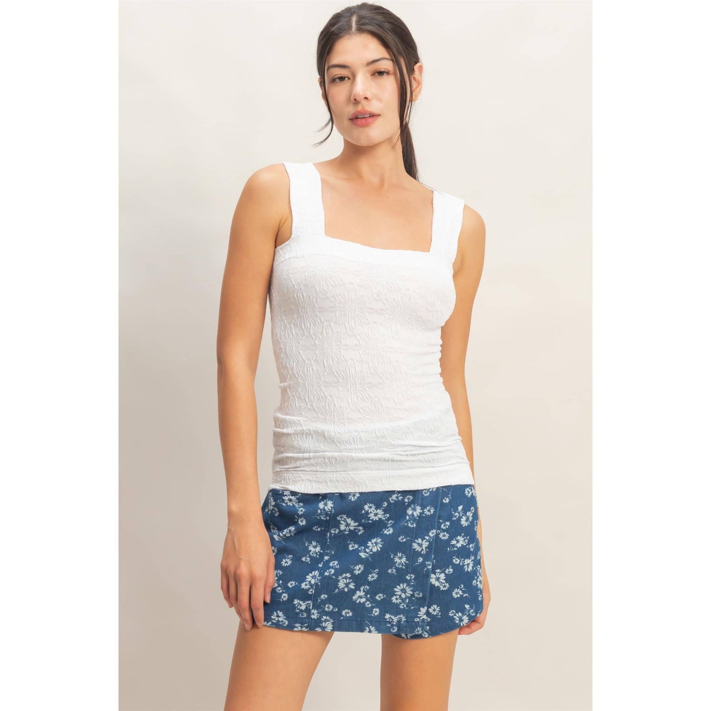Floral Jacquard Tank