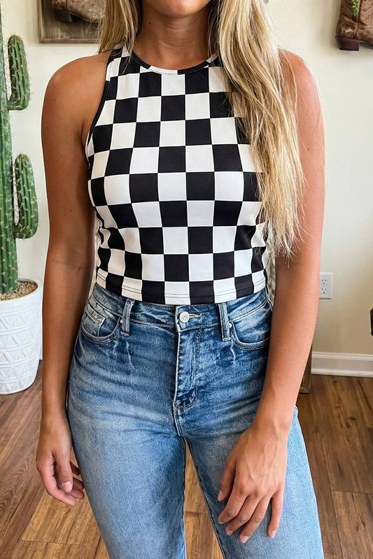 Checkered slim tank