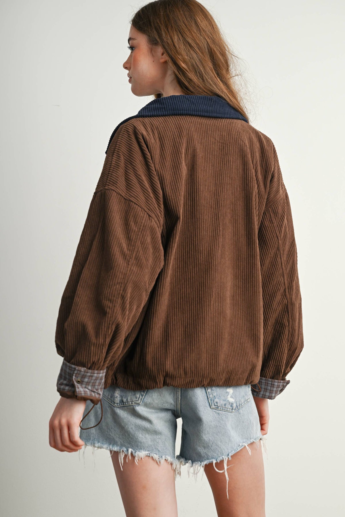 The Hazel Plaid Lined Corduroy Jacket-BMJ8614