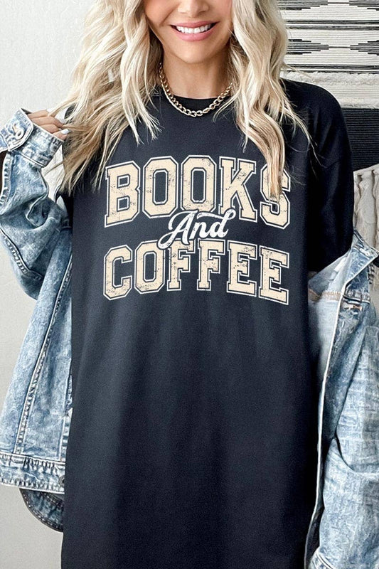 Books and Coffee Graphic Heavy Cotton Tee