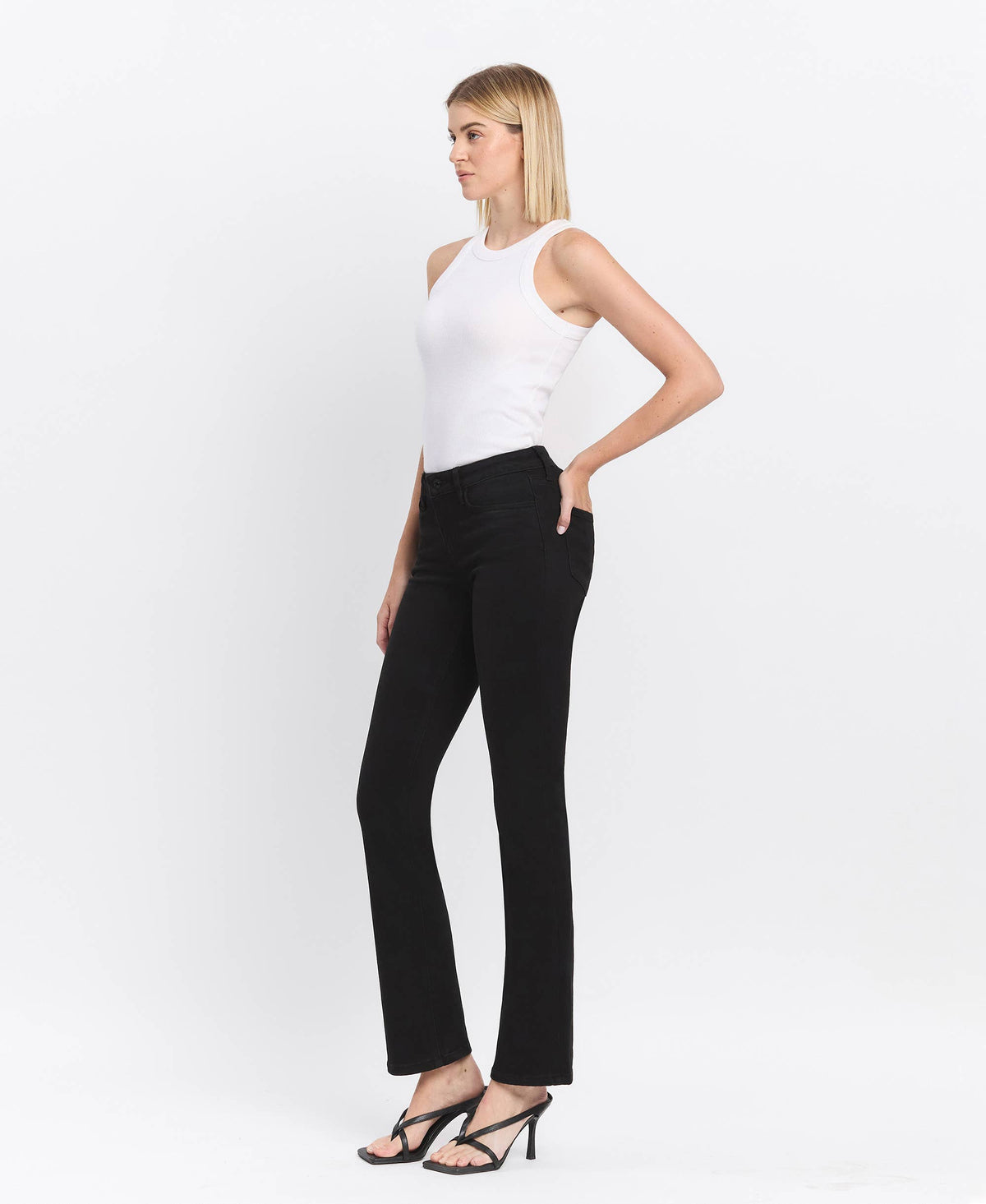 MID RISE FULL LENGTH BLACK BOOTCUT JEANS LV1171