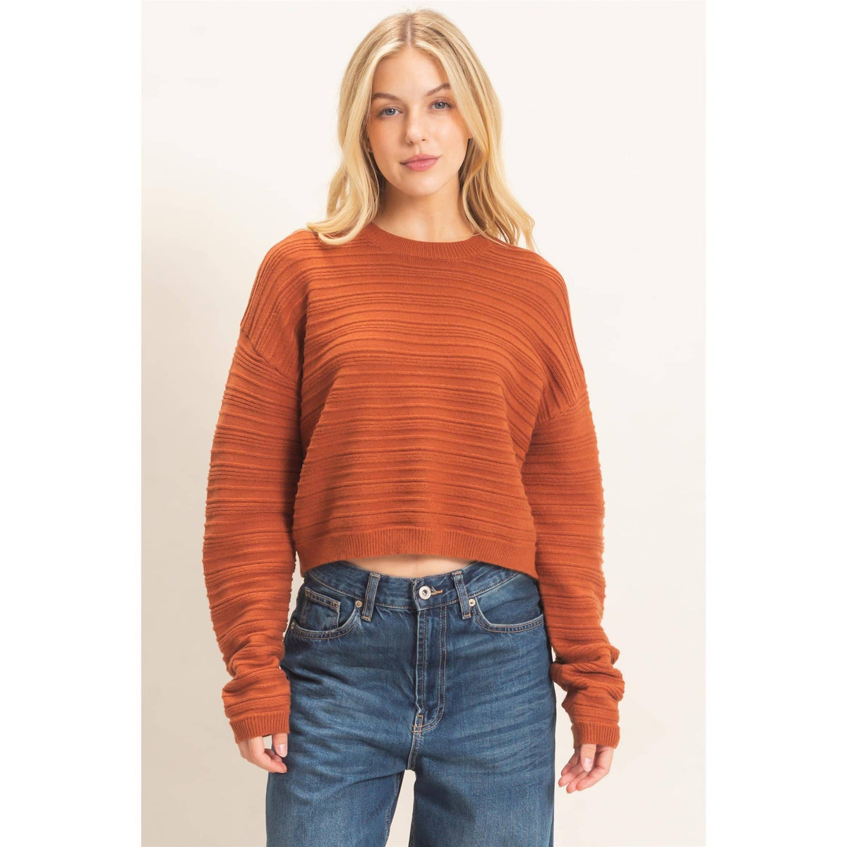 Textured Crew Neck Sweater