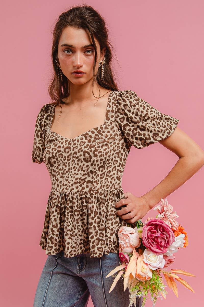 Leopard Peplum Top