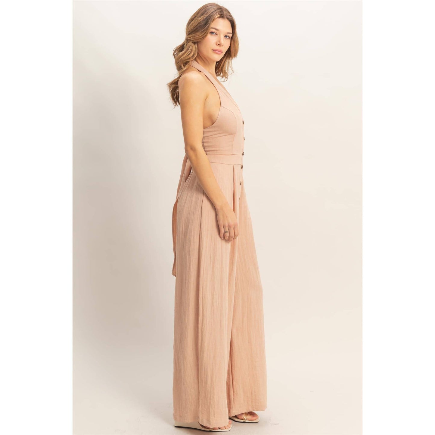 Halter Button Jumpsuit