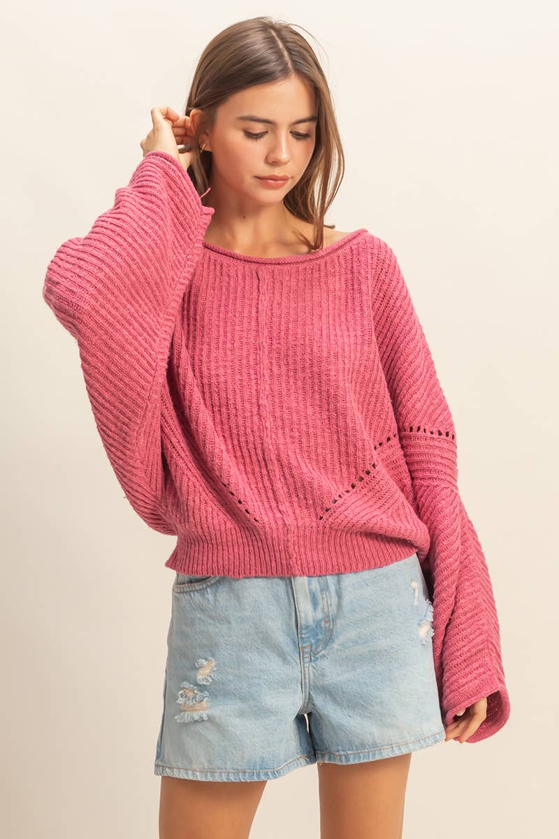 Berry Drop Sleeve Sweater
