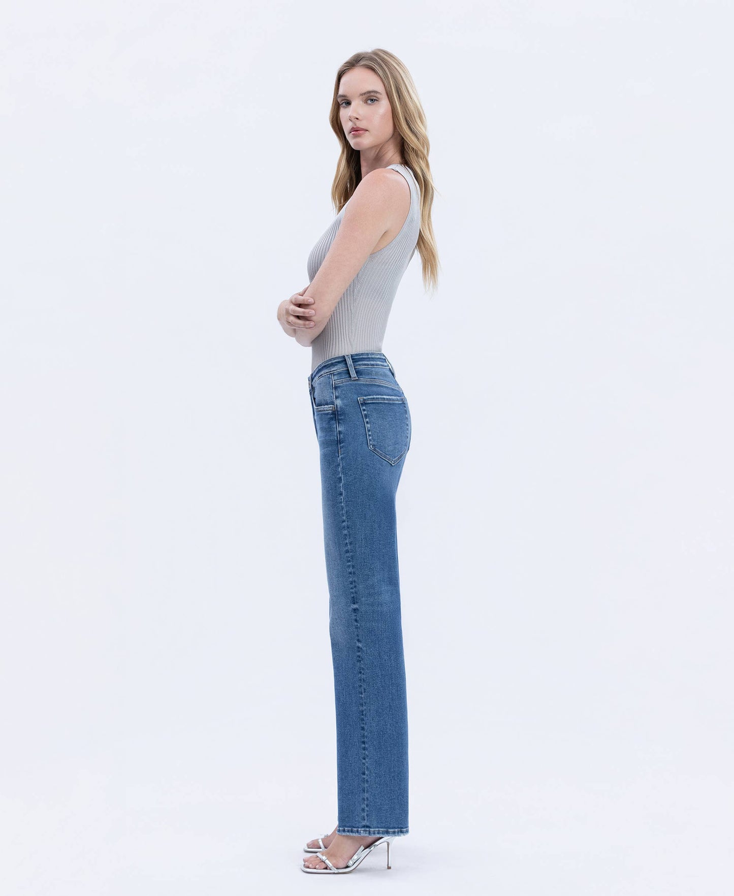 BRANDY HIGH RISE FULL LENGTH SLIM WIDE JEANS T6502