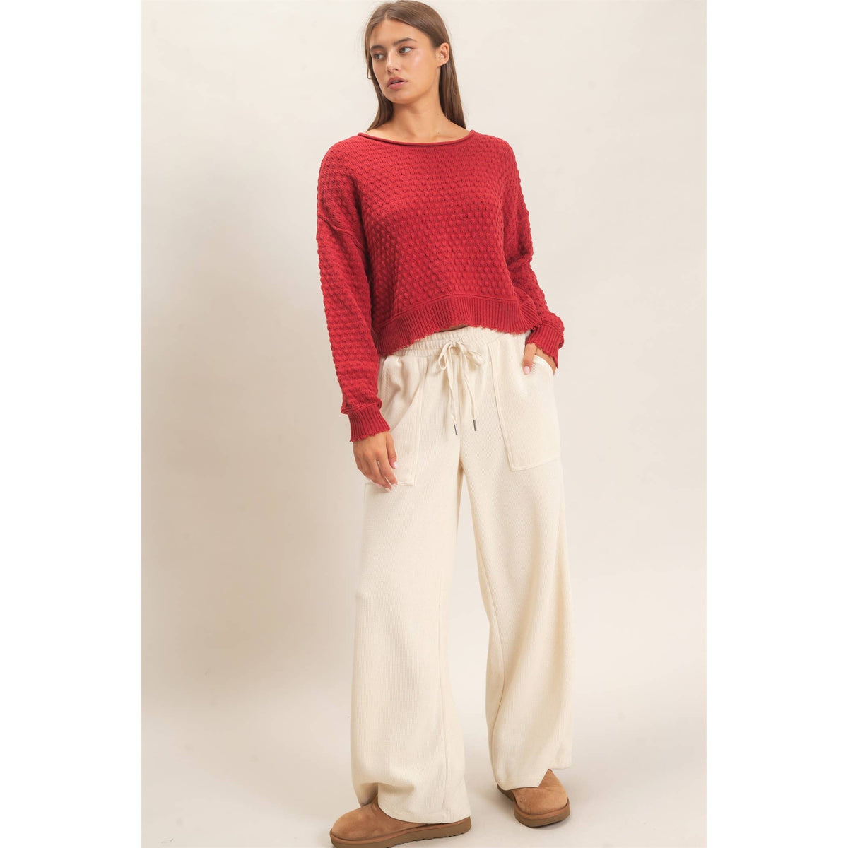 Boat Neck distressed Sweater