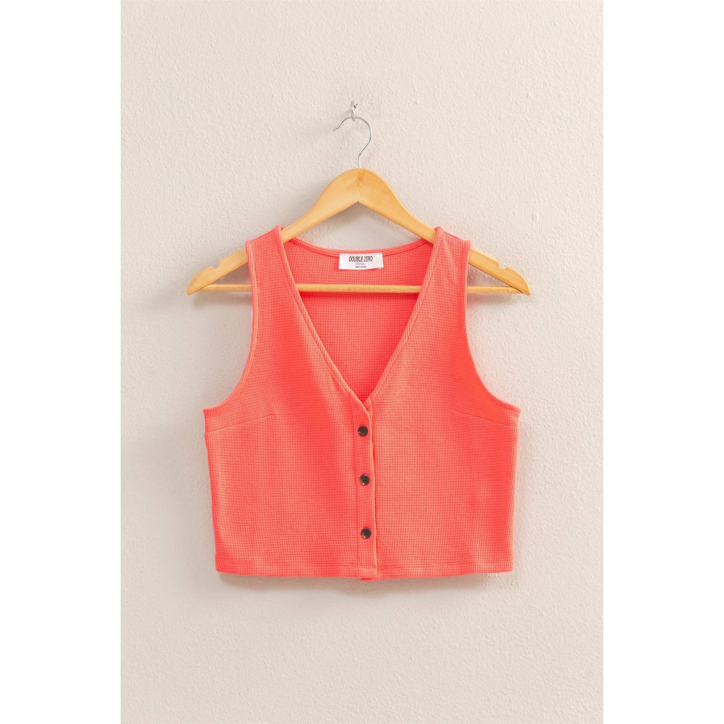 Coral waffle vest