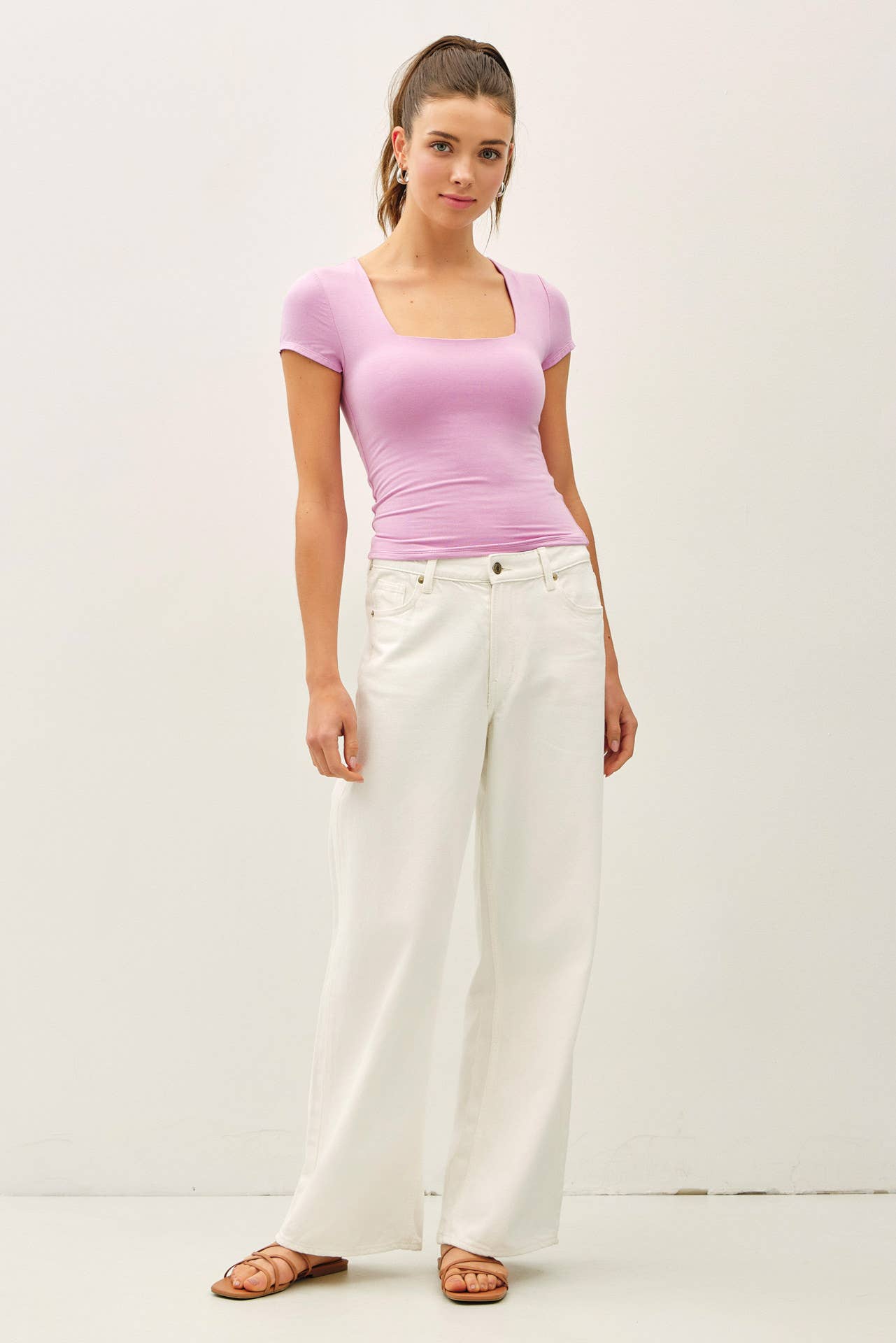 SQUARE NECK KNIT TEE
