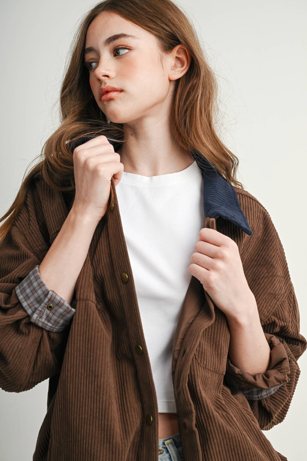 The Hazel Plaid Lined Corduroy Jacket-BMJ8614
