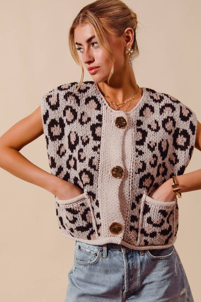 Leopard Sweater Vest Top