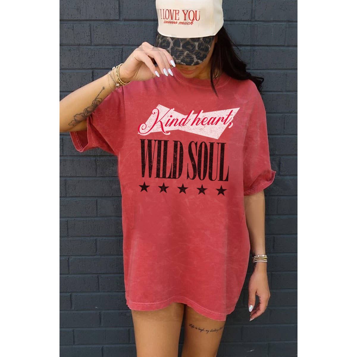 KIND HEART WILD SOUL OVERSIZED MINERAL GRAPHIC TEE