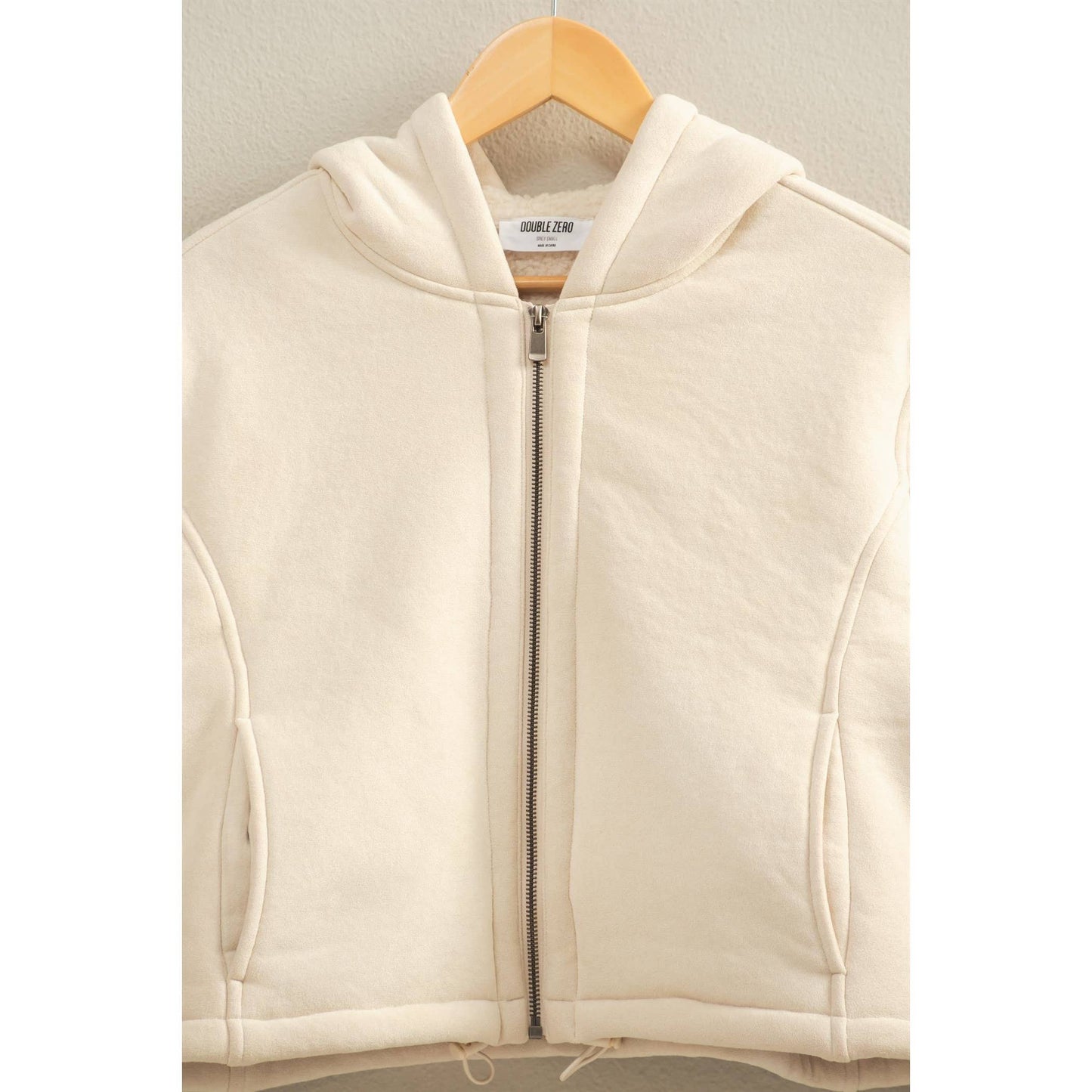 Suede Hooded  Zip-Up Jacket