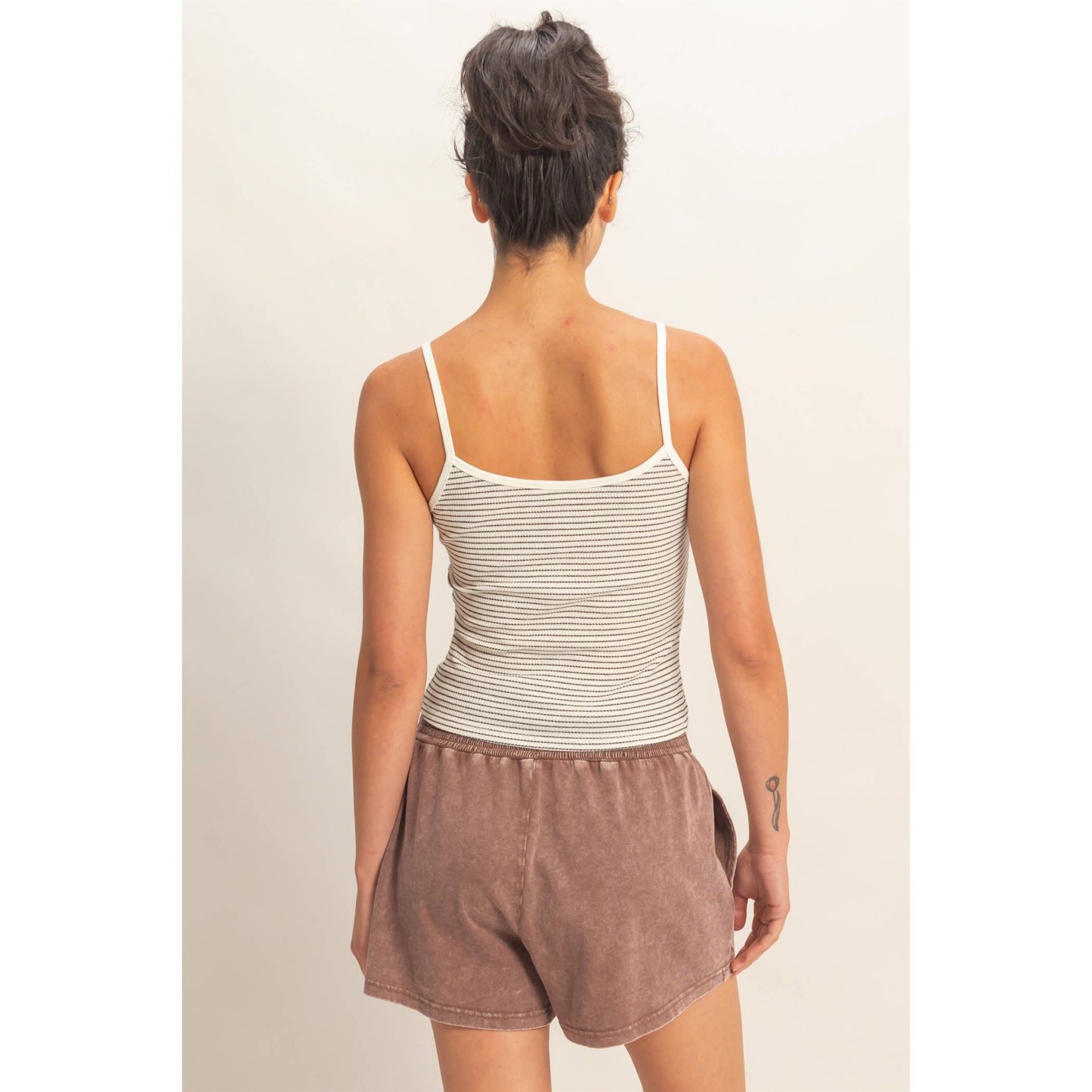 Striped Snap-Button Henley Cami Top