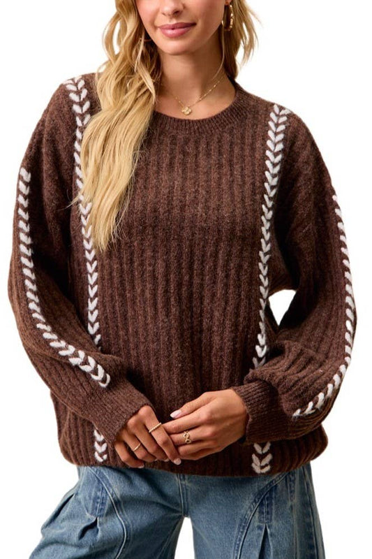 Stitched Details Sweater Top