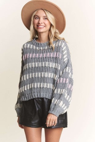 Grey multi sweater