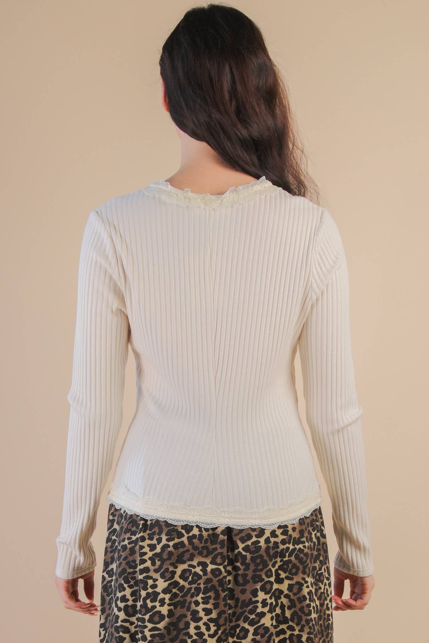 Lace button long sleeve