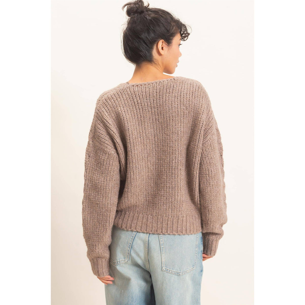 Cable Knit V-Neck Sweater