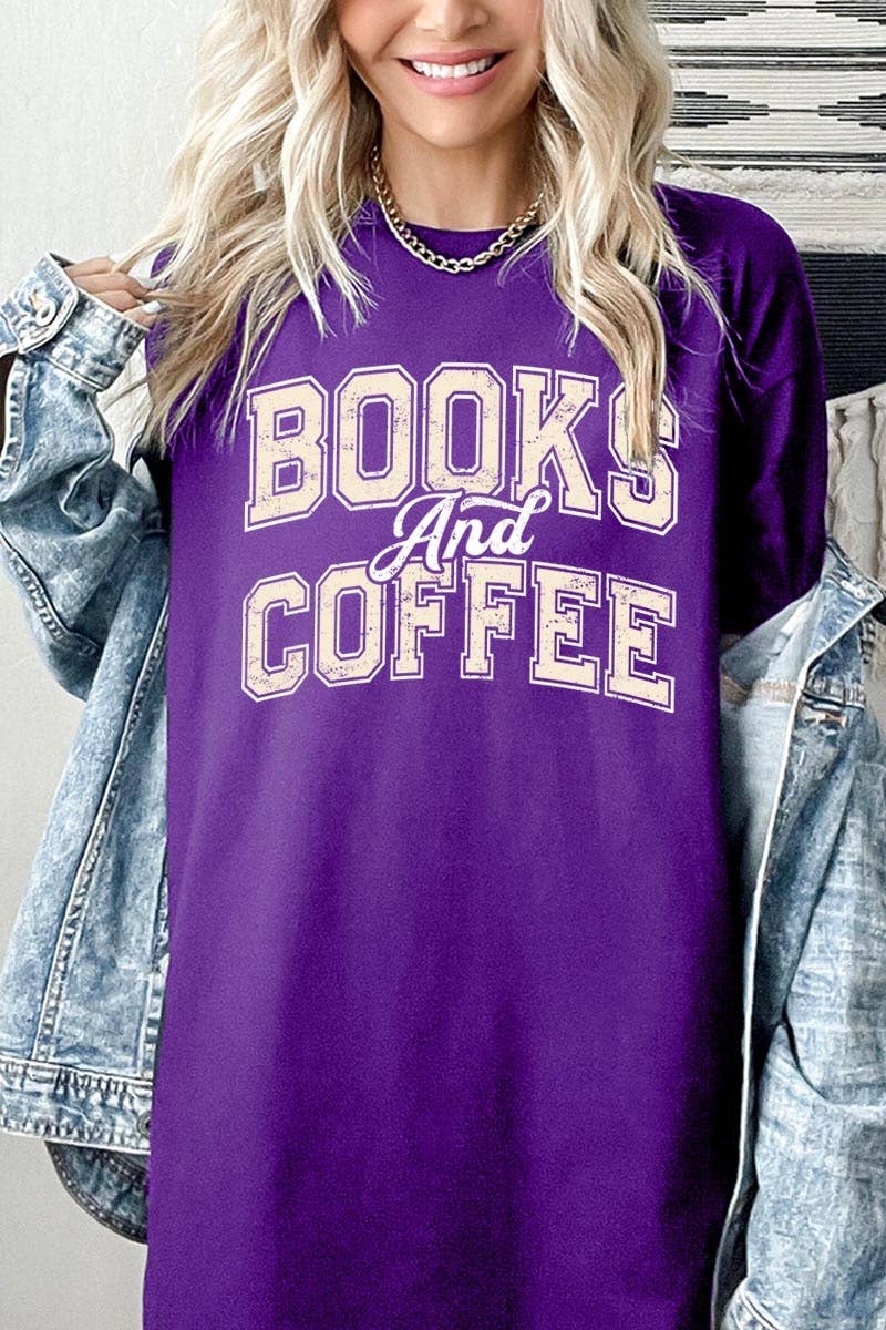 Books and Coffee Graphic Heavy Cotton Tee