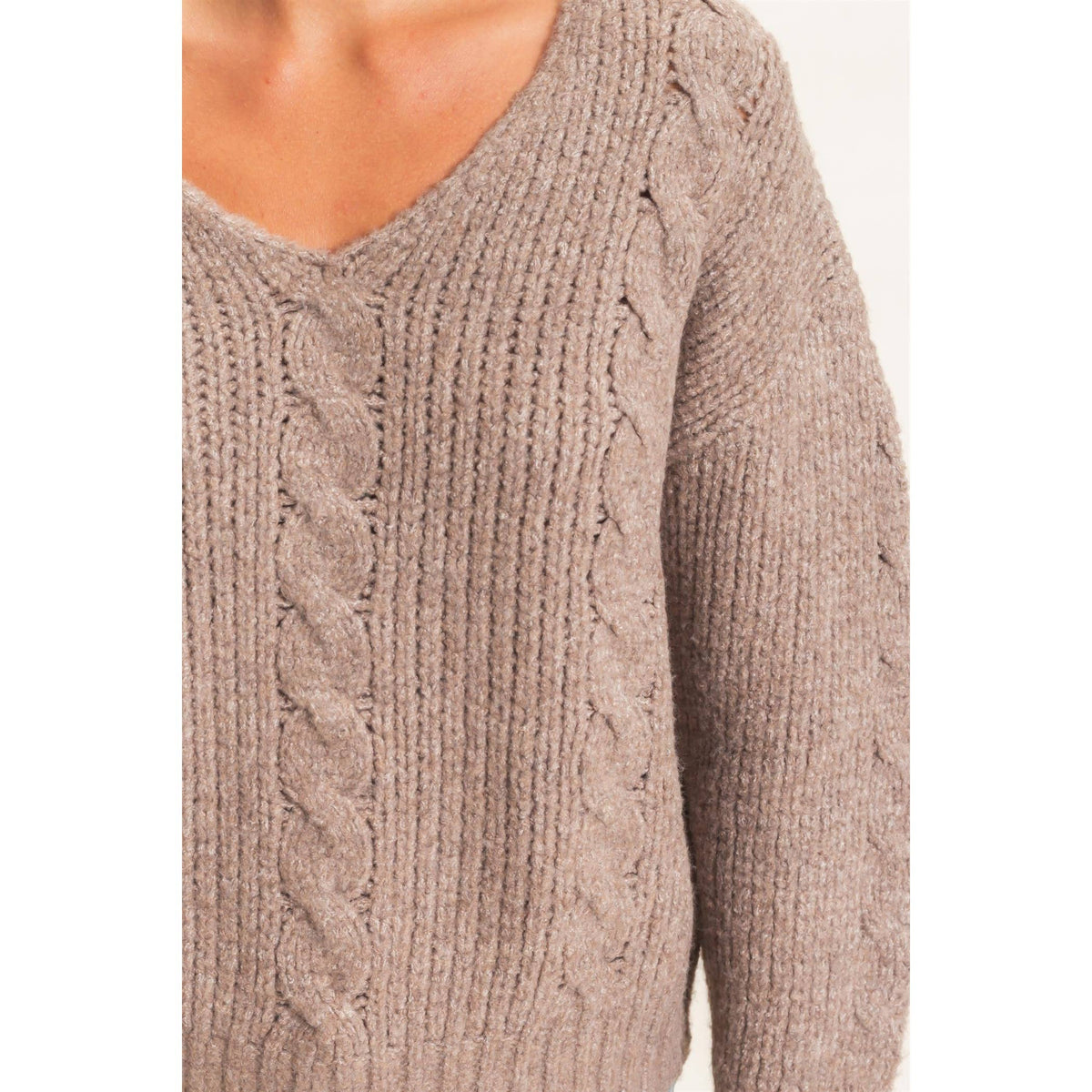 Cable Knit V-Neck Sweater
