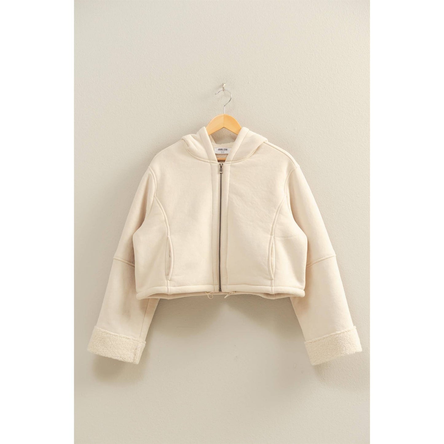 Suede Hooded  Zip-Up Jacket