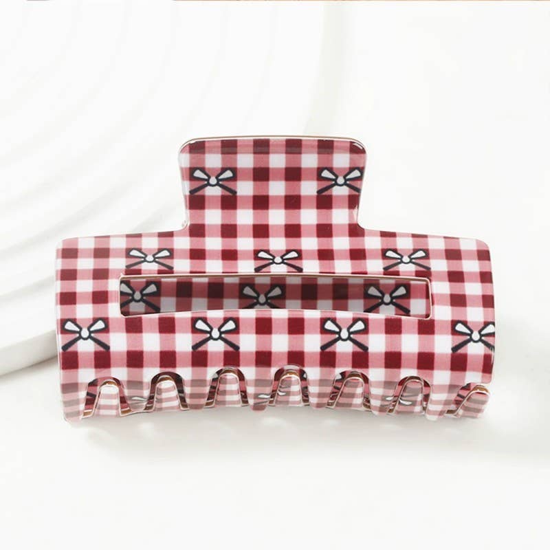 JUMBO  BOW HEART RECTANGLE HAIR CLAW CLIPS | 40H935