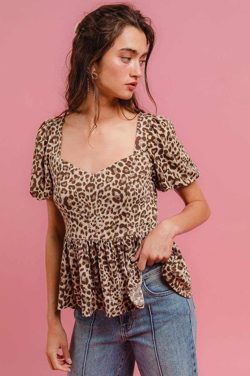 Leopard Peplum Top