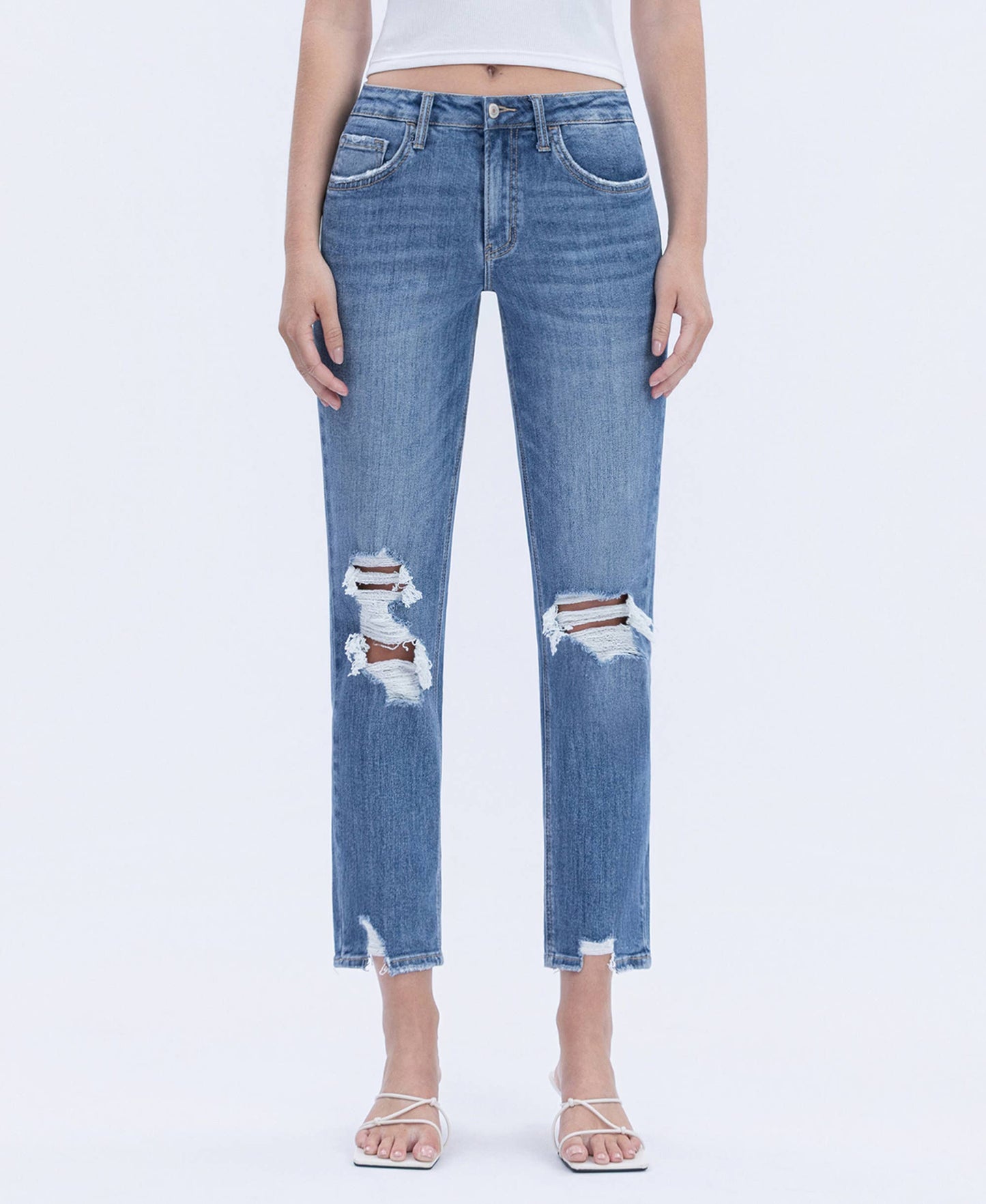 HIGH RISE DISTRESSED BOYFRIEND FIT JEANS LV1631