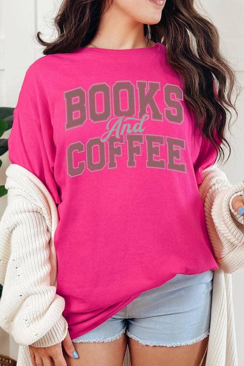 Books and Coffee Graphic Heavy Cotton Tee