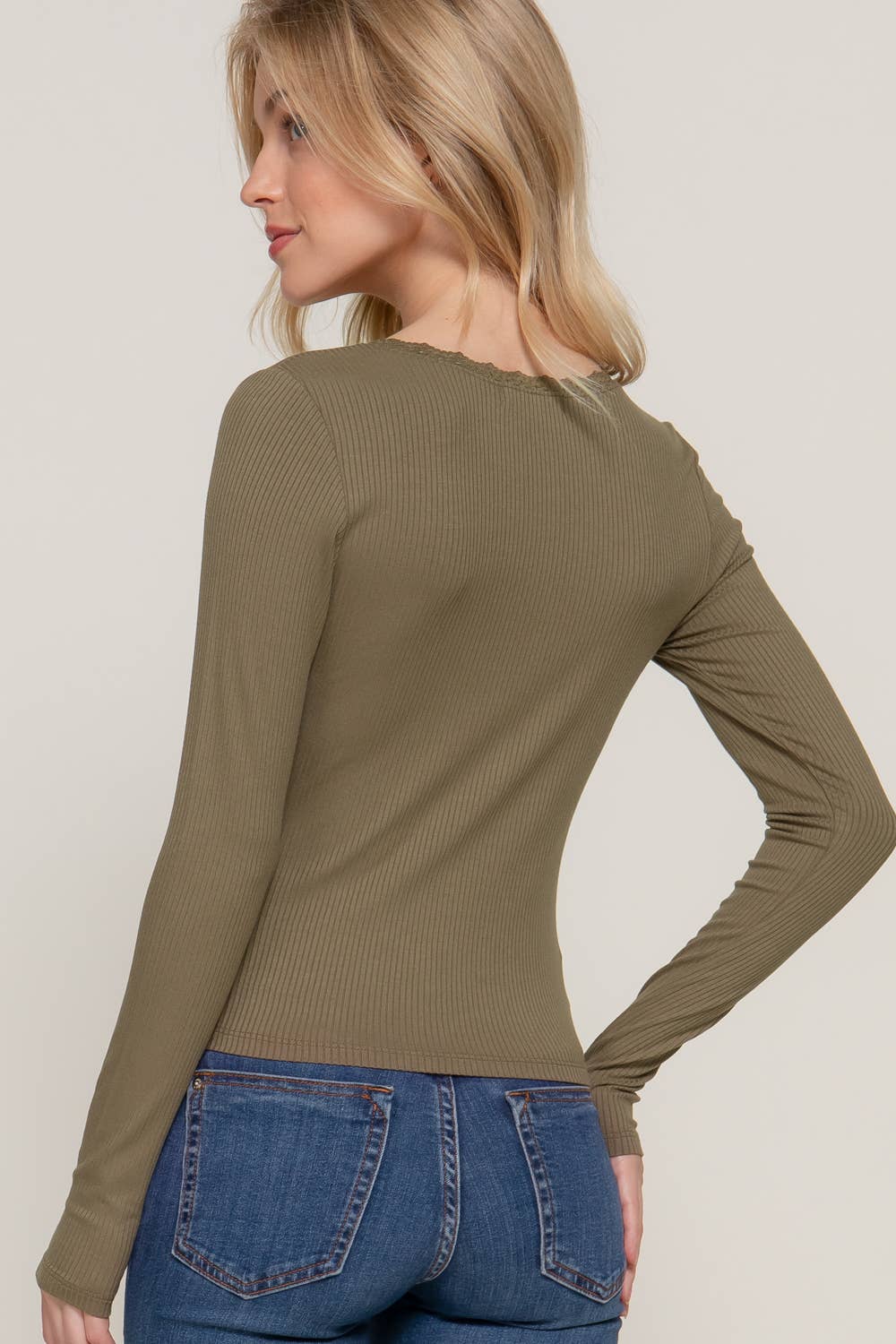 Lace trim long sleeve